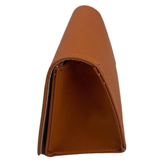 TORY Burch Saffiano Orange Leather Sun Reading Glass Case Gold Logo US OS - Picture 4 of 6